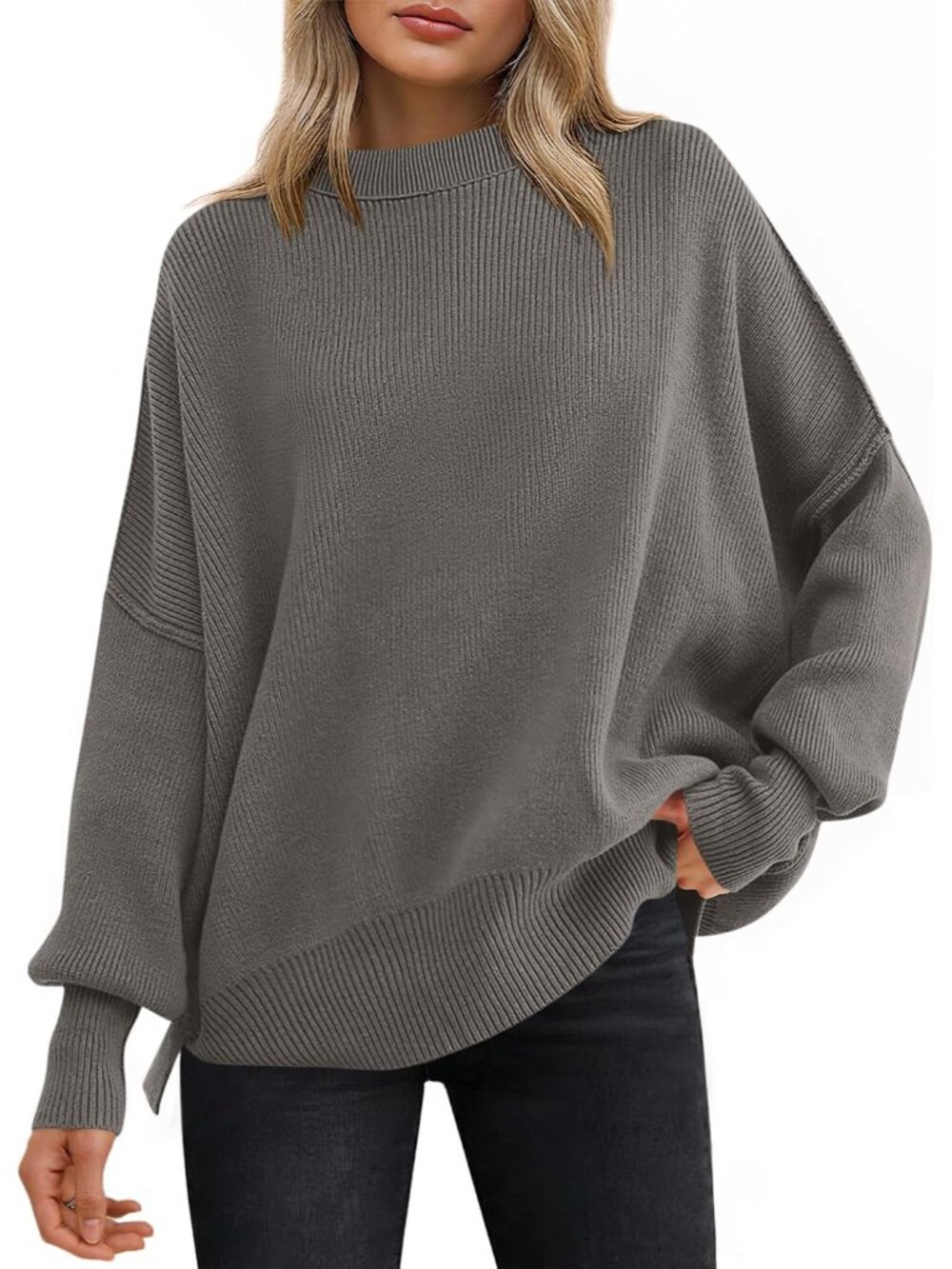 Women Oversized Sweaters Batwing Long Sleeve 2026 Fall Outfits Crewneck Casual K